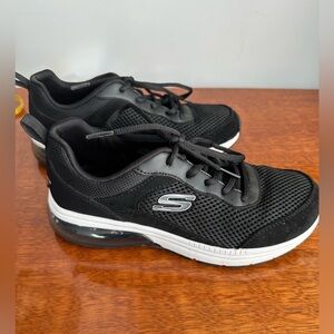 Skechers Black Mesh Sneakers with White Sole